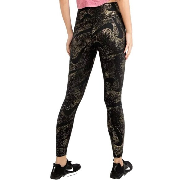 Nike Dri-Fit Womens Mid Rise Stretch Compression Leggings Large in Black Printed - Picture 3 of 9